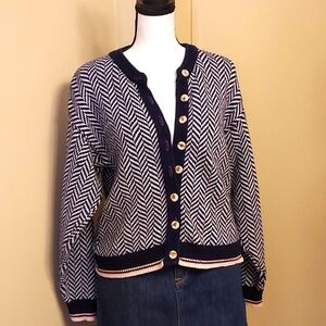 Chunky herringbone knit cardigan from Old School Trading Company